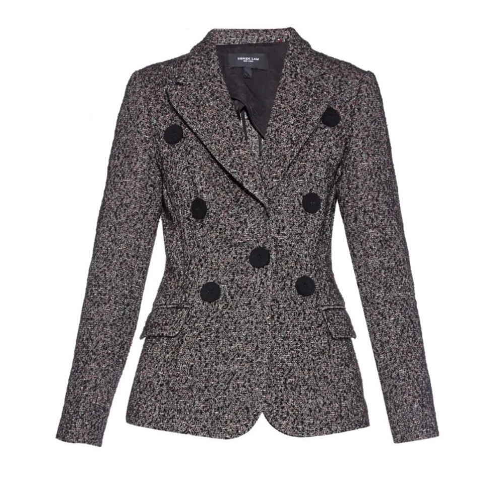 Derek Lam Black Tweed Dani Blazer Jacket- Size US 8 / Italian 44 (Runs Small)